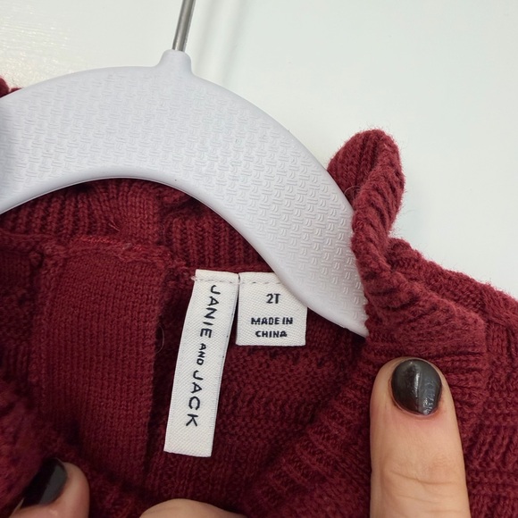 Janie and Jack Girls Ruffle Puff Short Sleeve Sweater Burgundy Size 2T - Picture 5 of 7